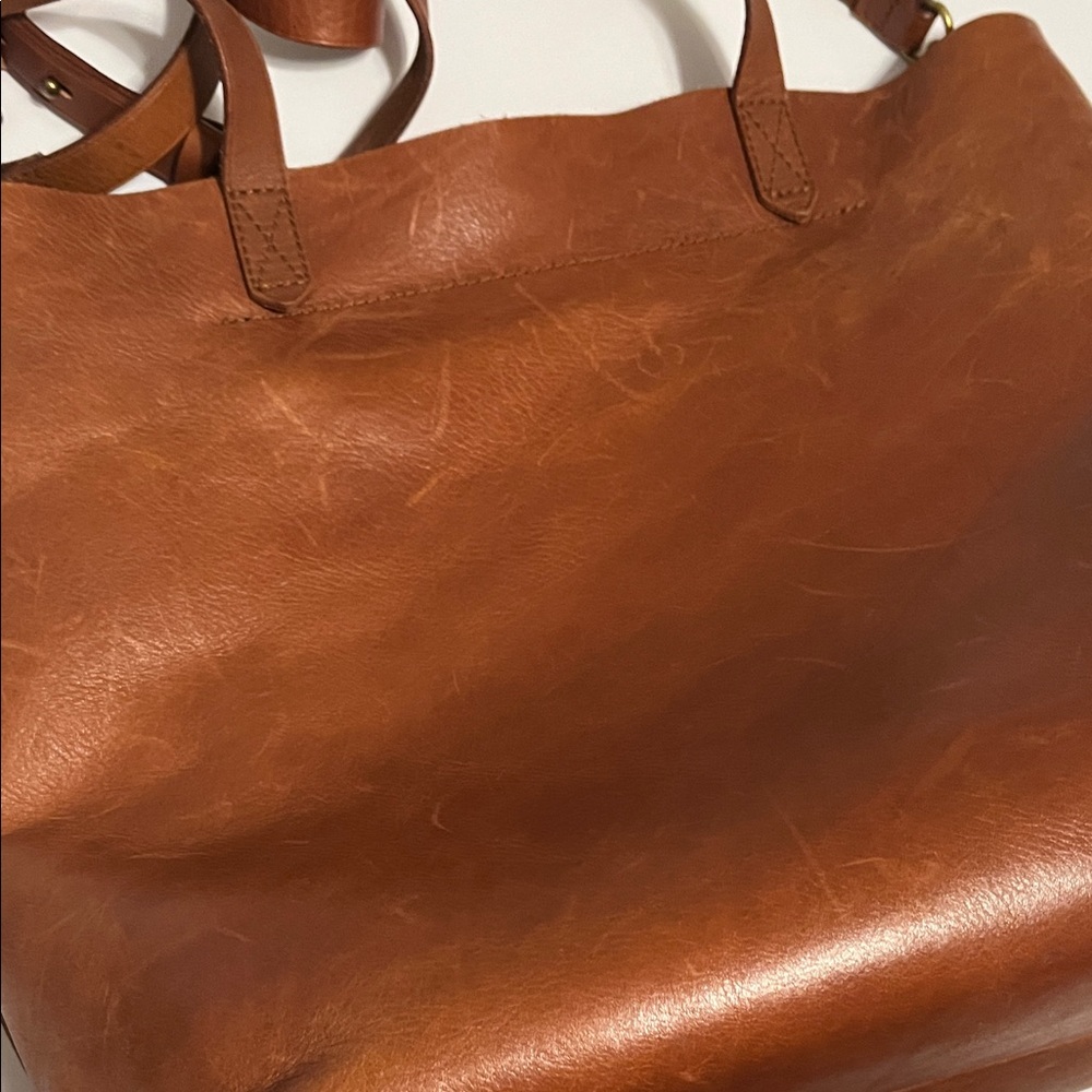 Madewell Medium Transport English Saddle Brown Leather Tote Bag Purse - Picture 9 of 13
